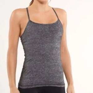 Lululemon Power Y Tank Sz 8 in Heathered Black / Black